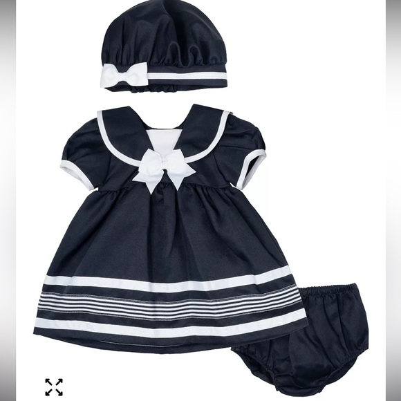 Rare Editions Other - New rare editions Navy and White Baby Dress Set 18M